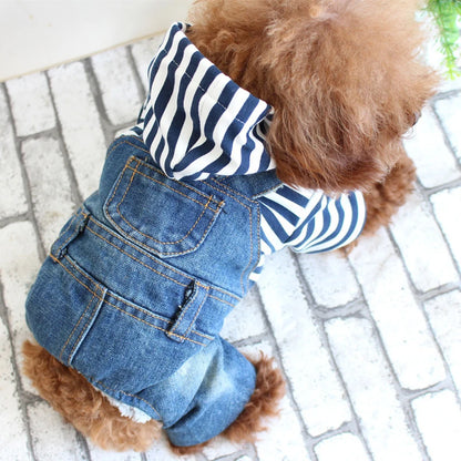 Classic Hoodie Vintage Washed Dog Denim Overalls
