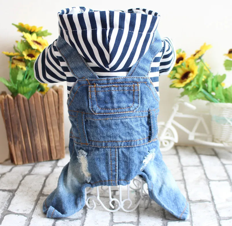 Classic Hoodie Vintage Washed Dog Denim Overalls