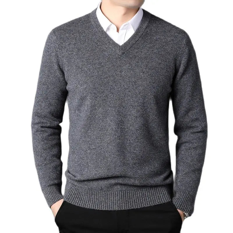Classic V-Neck Cashmere Blend Pullover

