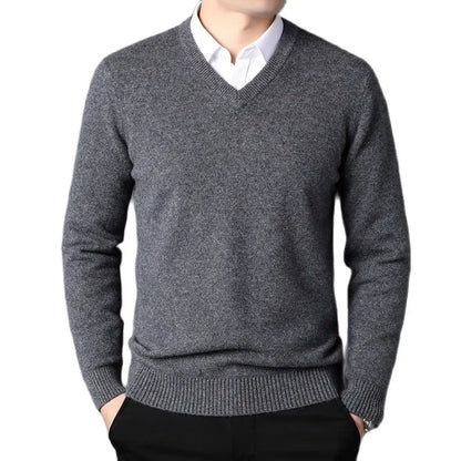 Classic V-Neck Cashmere Blend Pullover
