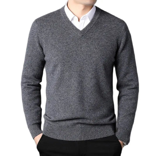 Classic V-Neck Cashmere Blend Pullover

