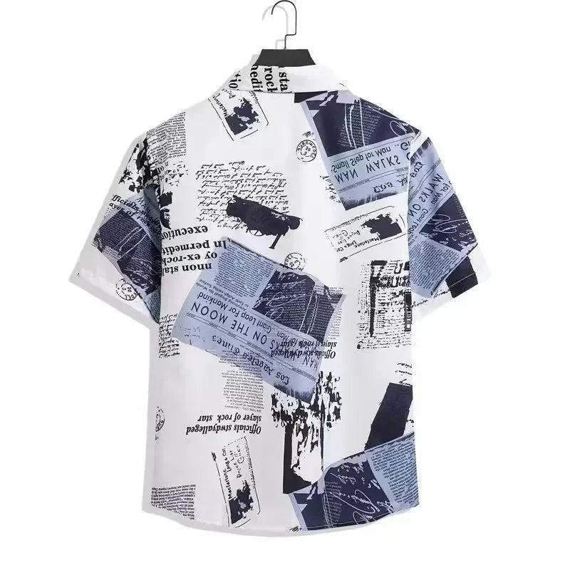 Unisex Collar Print  Cuban  Shirt