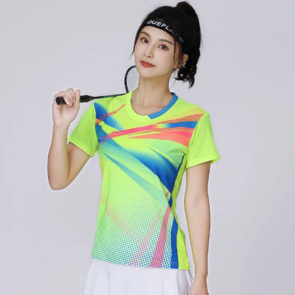 Colorful Mesh Breathable Women Tennis Tops