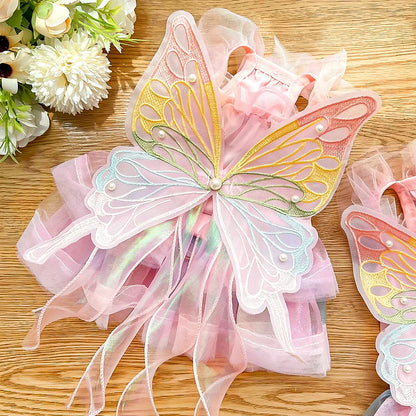 Colorful Butterfly Wedding Dog Princess Dress