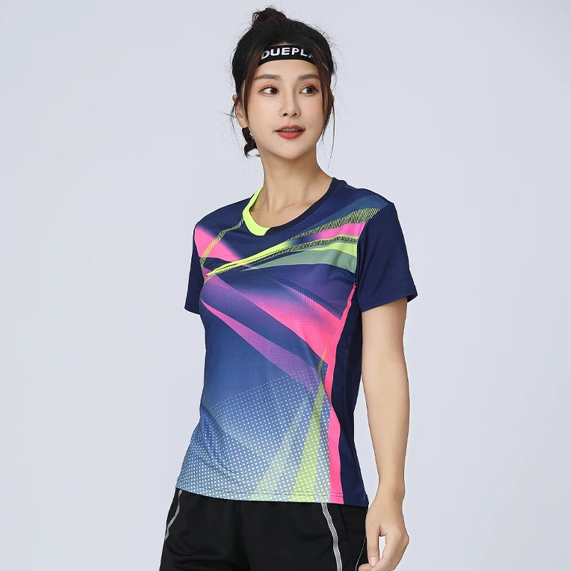 Colorful Mesh Breathable Women Tennis Tops