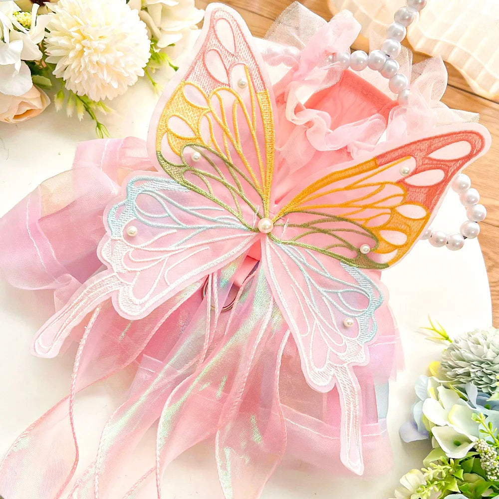 Colorful Butterfly Wedding Dog Princess Dress