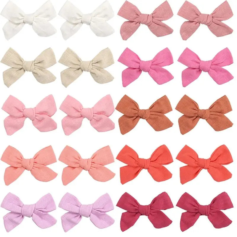 Girls Cotton Hair Bows Clips Set