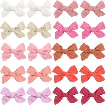 Girls Cotton Hair Bows Clips Set