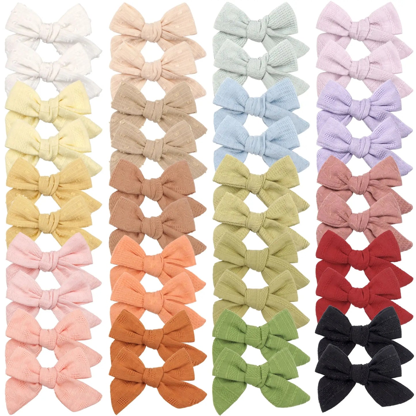 Girls Cotton Hair Bows Clips Set