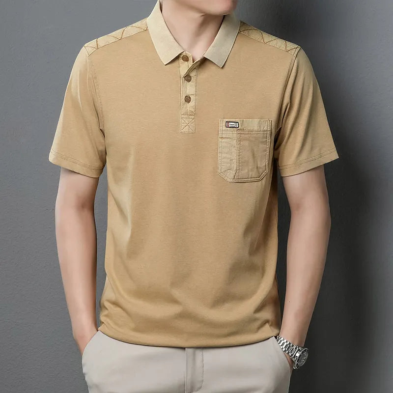 Cotton Polo Shirts, Men's Tee with Big Pockets