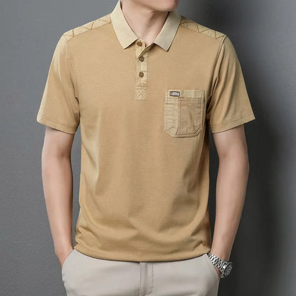 Cotton Polo Shirts, Men's Tee with Big Pockets