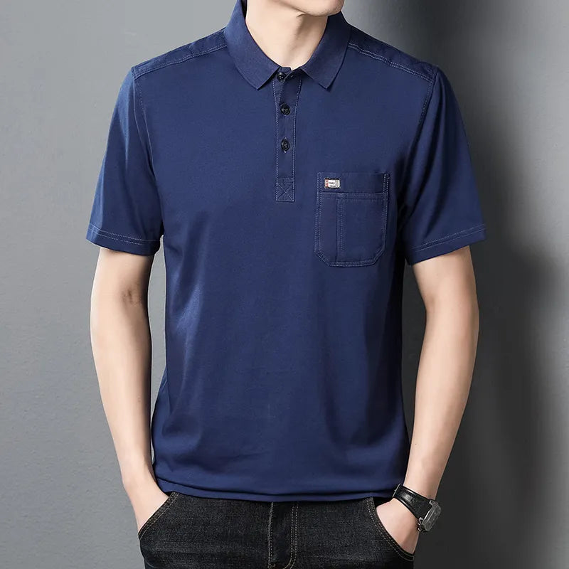 Cotton Polo Shirts, Men's Tee with Big Pockets