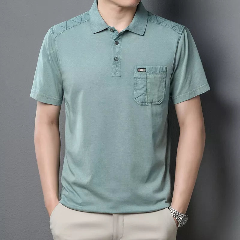 Cotton Polo Shirts, Men's Tee with Big Pockets