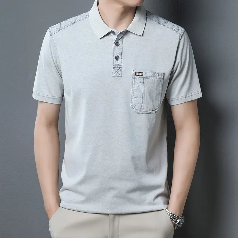 Cotton Polo Shirts, Men's Tee with Big Pockets