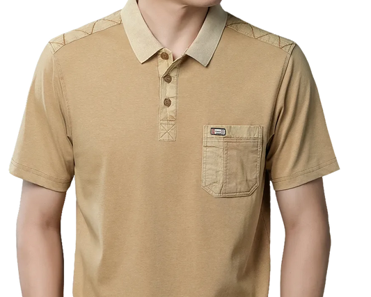 Cotton Polo Shirts, Men's Tee with Big Pockets