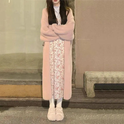Cozy Winter White Long Cardigan coat Set