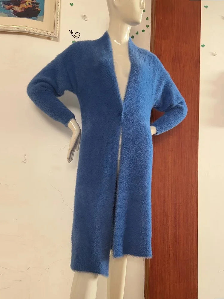 Cozy Winter White Long Cardigan coat Set