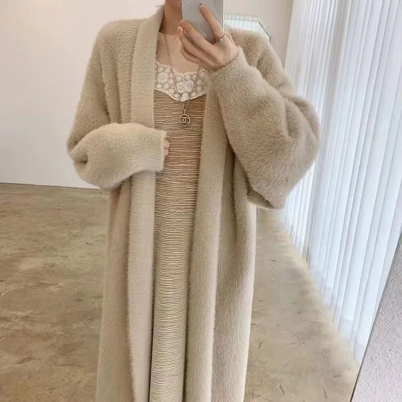 Cozy Winter White Long Cardigan coat Set