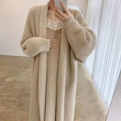 Cozy Winter White Long Cardigan coat Set