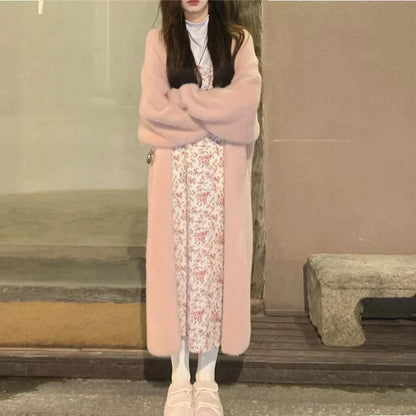 Cozy Winter White Long Cardigan coat Set