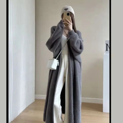 Cozy Winter White Long Cardigan coat Set