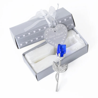 Valentines Day Gift Crystal Bear Glass Rose Artificial Flower 
