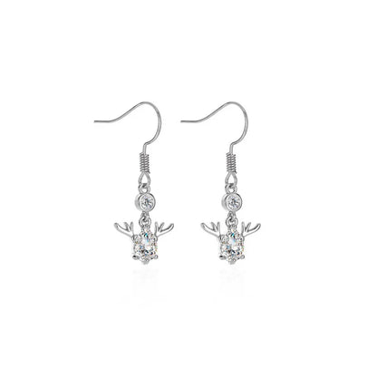 CZ Crystal Stone Deer Stud Antler Earrings