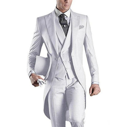 Custom Tailcoat Suits for Men - White/Black/Grey/Burgundy
