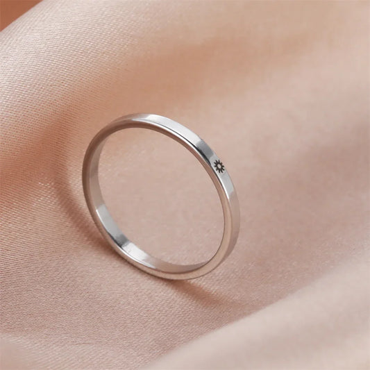 Customized Sun Moon Wedding Couples Ring Bands