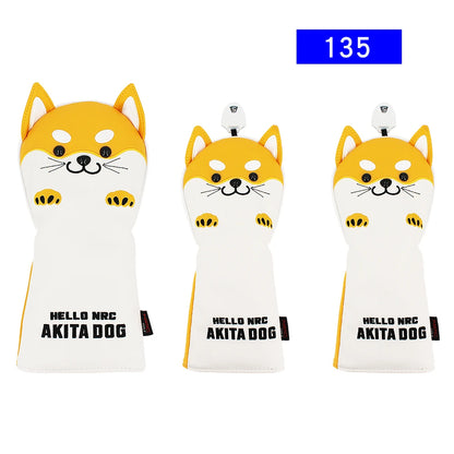 Cute Akita PU Leather Golf Headcover Set