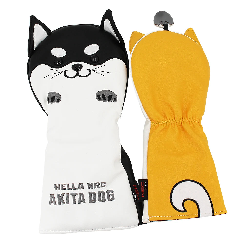 Cute Akita PU Leather Golf Headcover Set