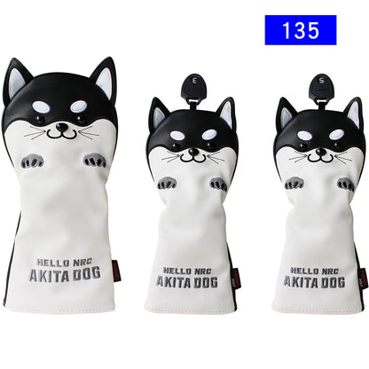 Cute Akita PU Leather Golf Headcover Set