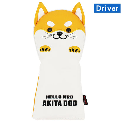 Cute Akita PU Leather Golf Headcover Set