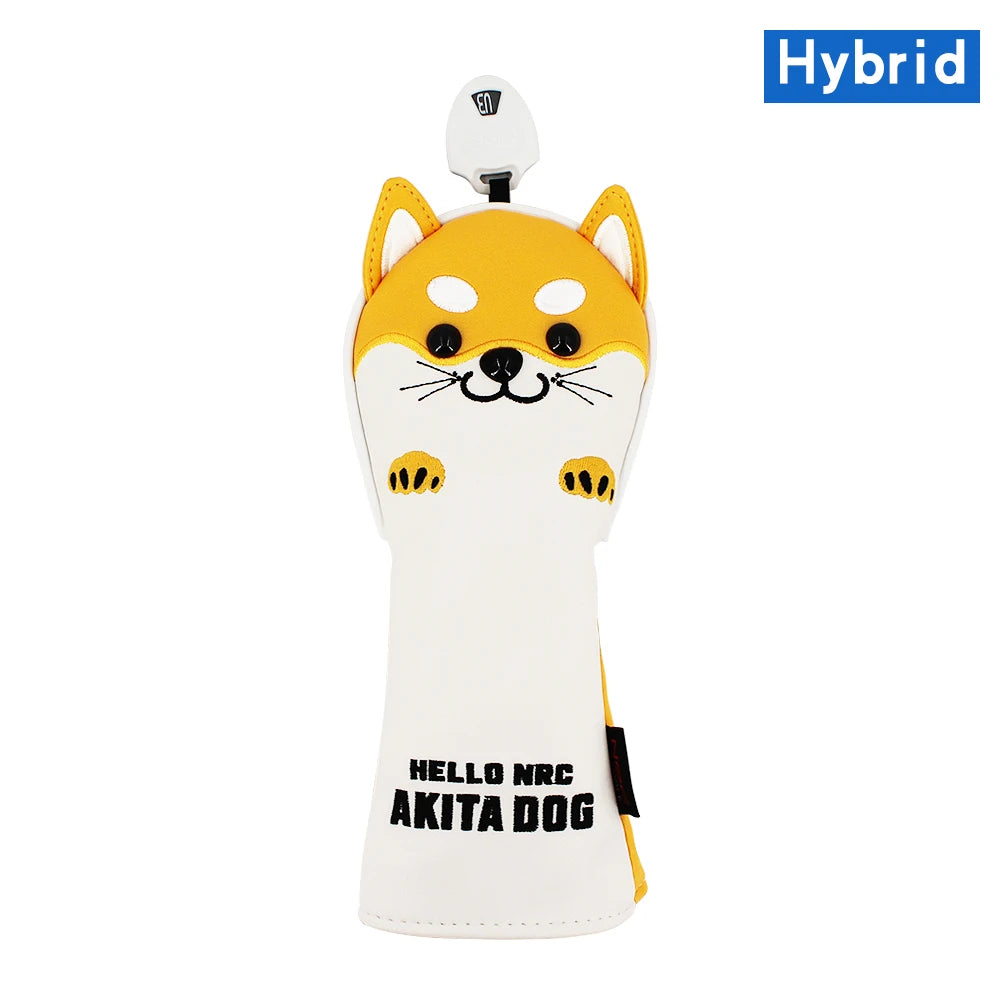 Cute Akita PU Leather Golf Headcover Set