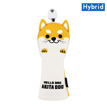Cute Akita PU Leather Golf Headcover Set