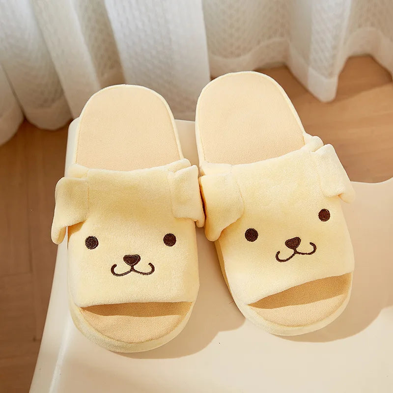 Movable Ears Cartoon Kawaii Cute Cotton Slippers Melody Kuromi Plush Plushie Shoes Home Indoor Slippers