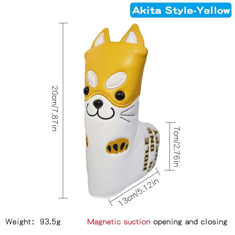 Cute Akita PU Leather Golf Headcover Set