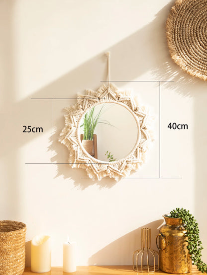 Decorative Round Macrame Craft Home Decor Boho Mirror