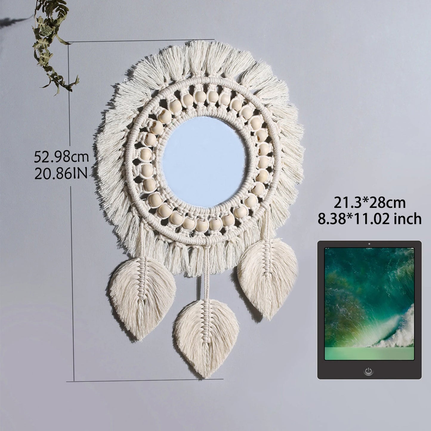 Decorative Round Macrame Craft Home Decor Boho Mirror