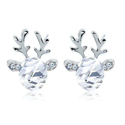 CZ Crystal Stone Deer Stud Antler Earrings