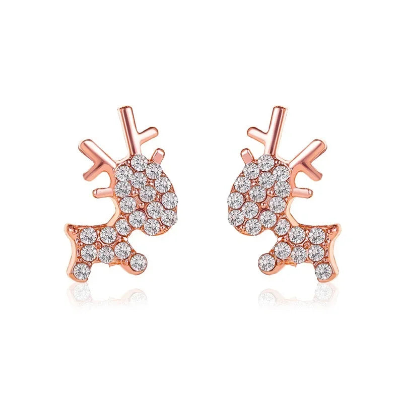 CZ Crystal Stone Deer Stud Antler Earrings