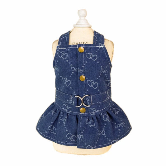 Designer Puppy Summer Jeans Vest - Dog Harness Dress