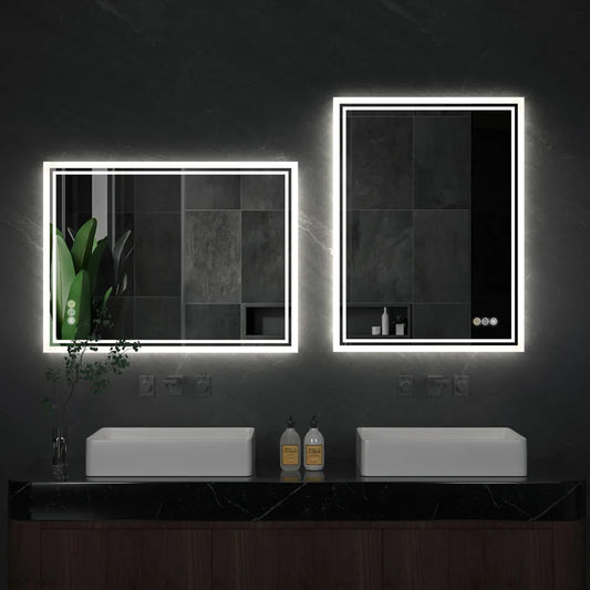 Dimmable Defog Rectangle LED Light Bathroom Mirror