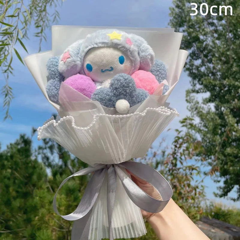 Kawaii Hello Kitty Cat Dolls with Flowers - Sanrio Bouquet Gift
