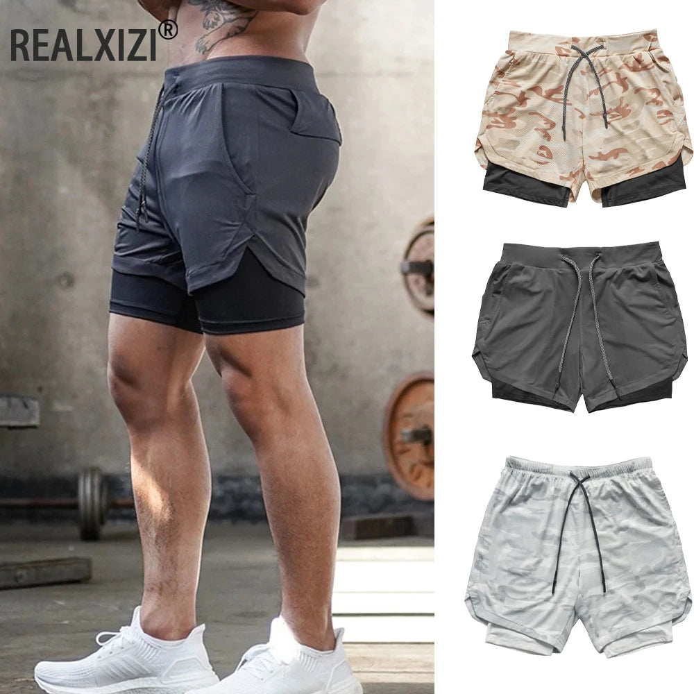 Double-Deck Quick Dry Running Shorts for MenDouble-Deck Quick Dry Running Shorts for Men