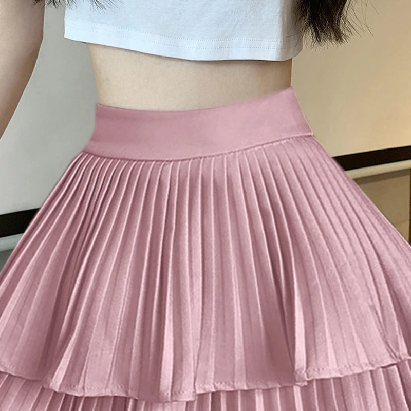 Double-Layered High-Waist A-Line Skirt

