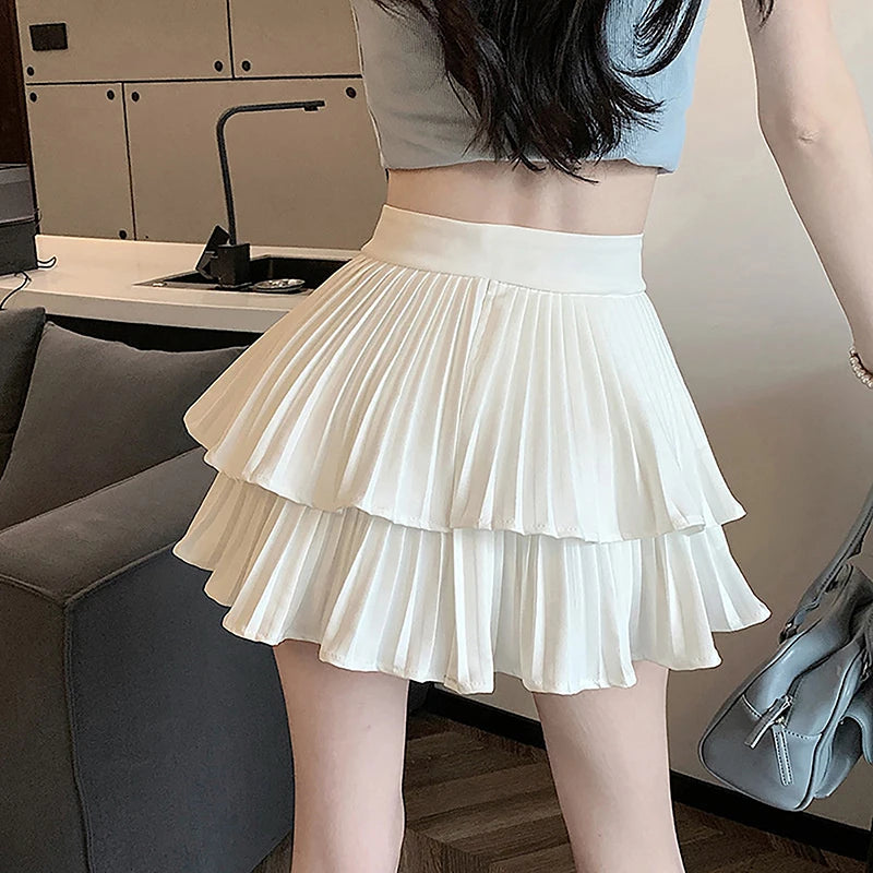 Double-Layered High-Waist A-Line Skirt
