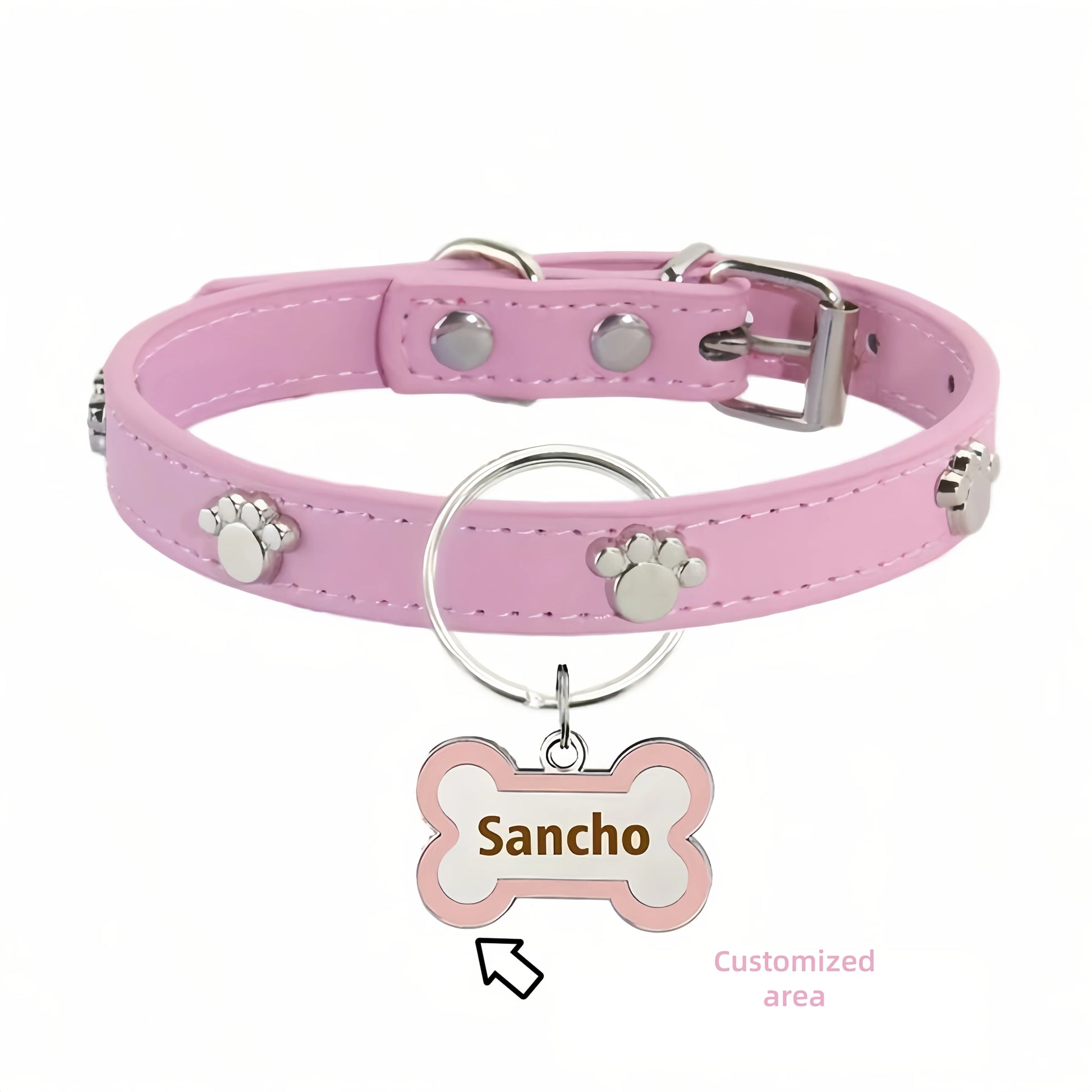 Double-Sided Engraved Leather Custom Dog Collar