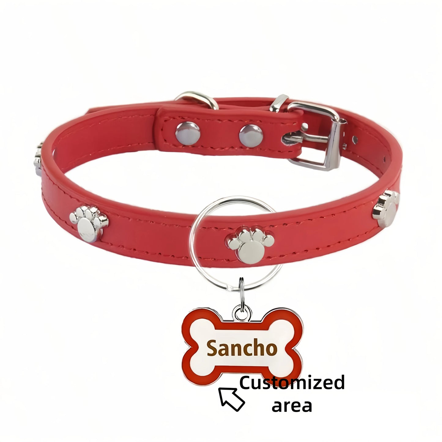 Double-Sided Engraved Leather Custom Dog Collar