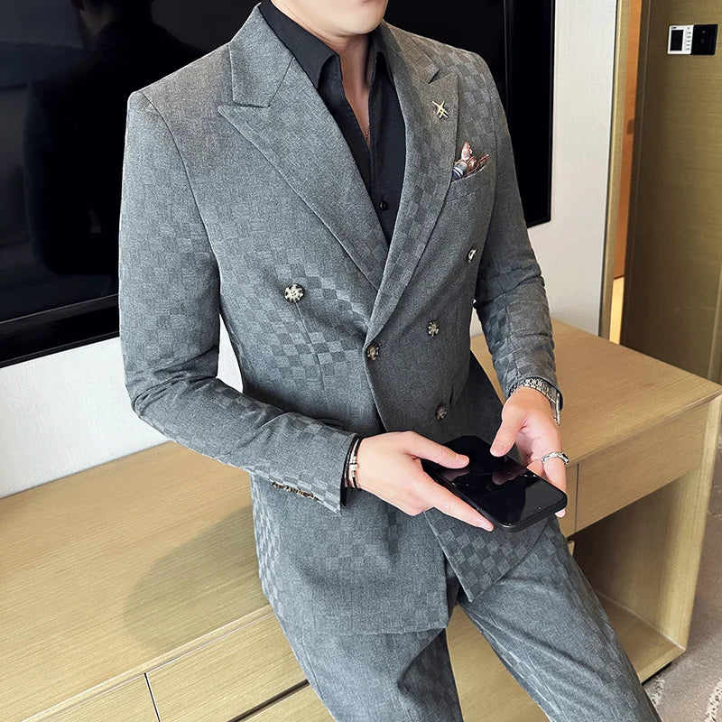 Men's Double Breast Formal Style 2 Pieces Business Suit
